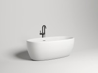Ванна из искусственного камня Salini Luce 170x85 см, отдельностоящая, матовая белая, овальная, со сливом-переливом, с донным клапаном