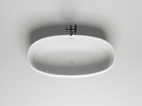 Ванна из искусственного камня Salini Luce 170x85 см, отдельностоящая, матовая белая, овальная, со сливом-переливом, с донным клапаном