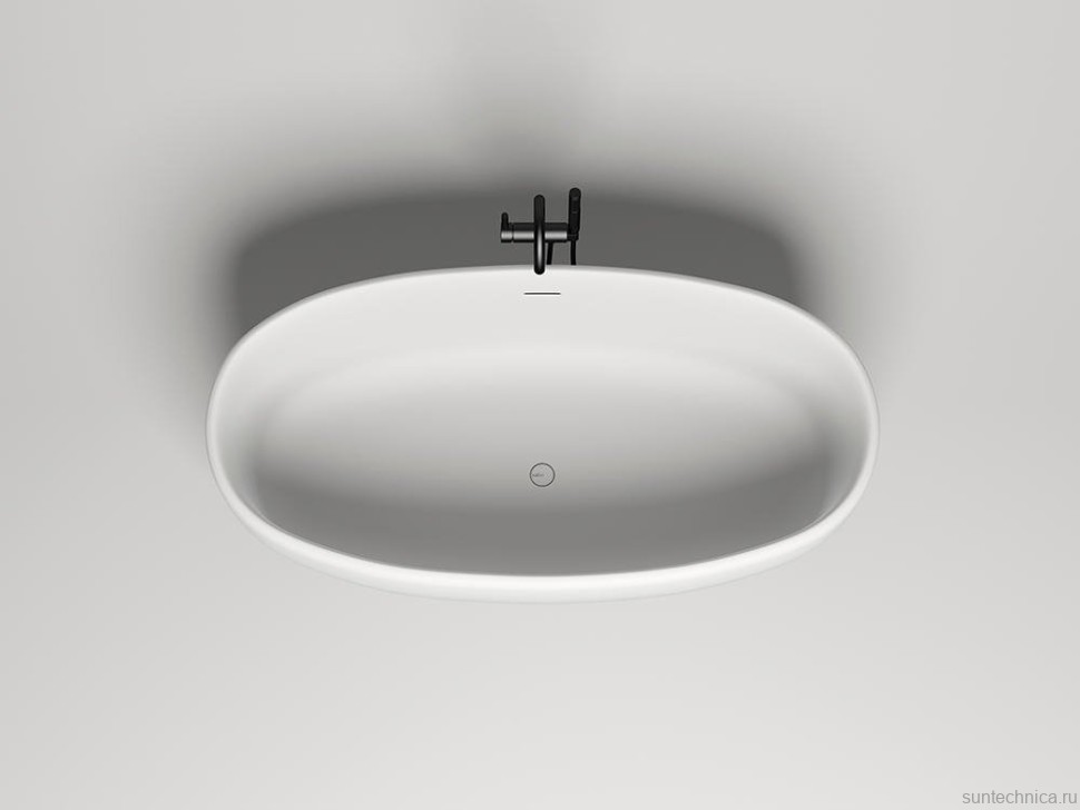 Ванна из искусственного камня Salini Luce 170x85 см, отдельностоящая, матовая белая, овальная, со сливом-переливом, с донным клапаном