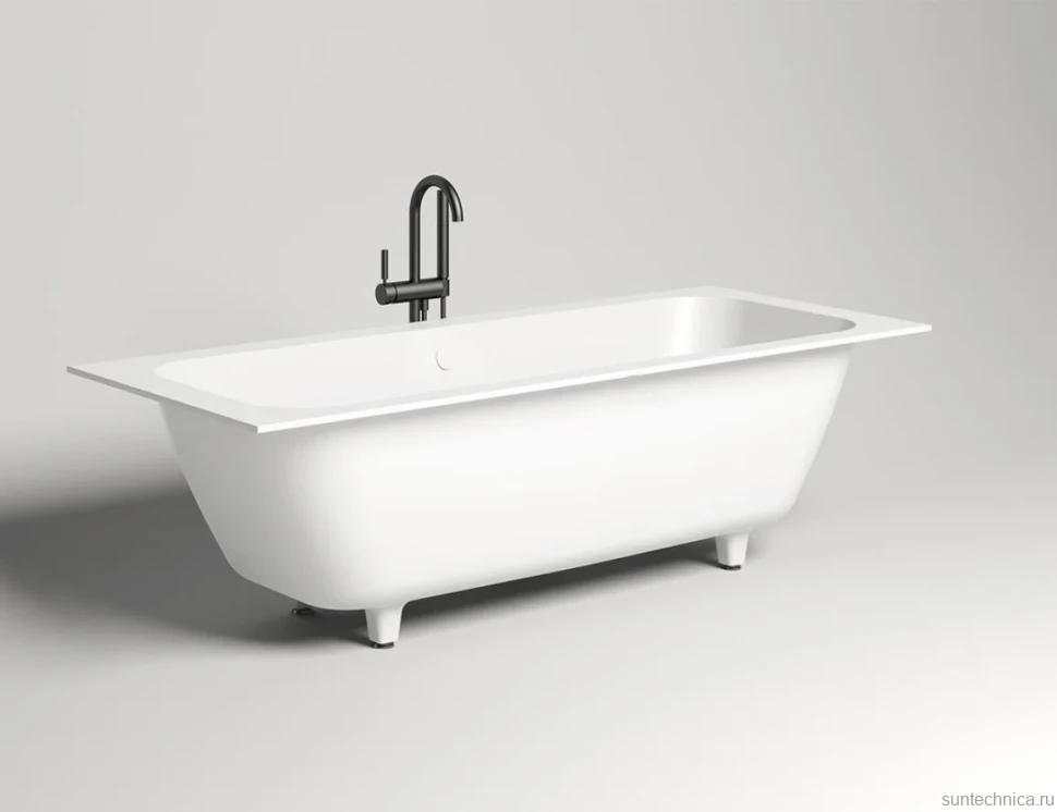 Ванна из искусственного камня Salini Orlanda Axis S-Sense 180x80 см, встраиваемая, белая, на ножках