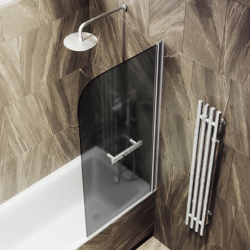 Шторка на ванну Maybahglass MGV-792-5 80x140, профиль матовый хром, стекло матовый графит