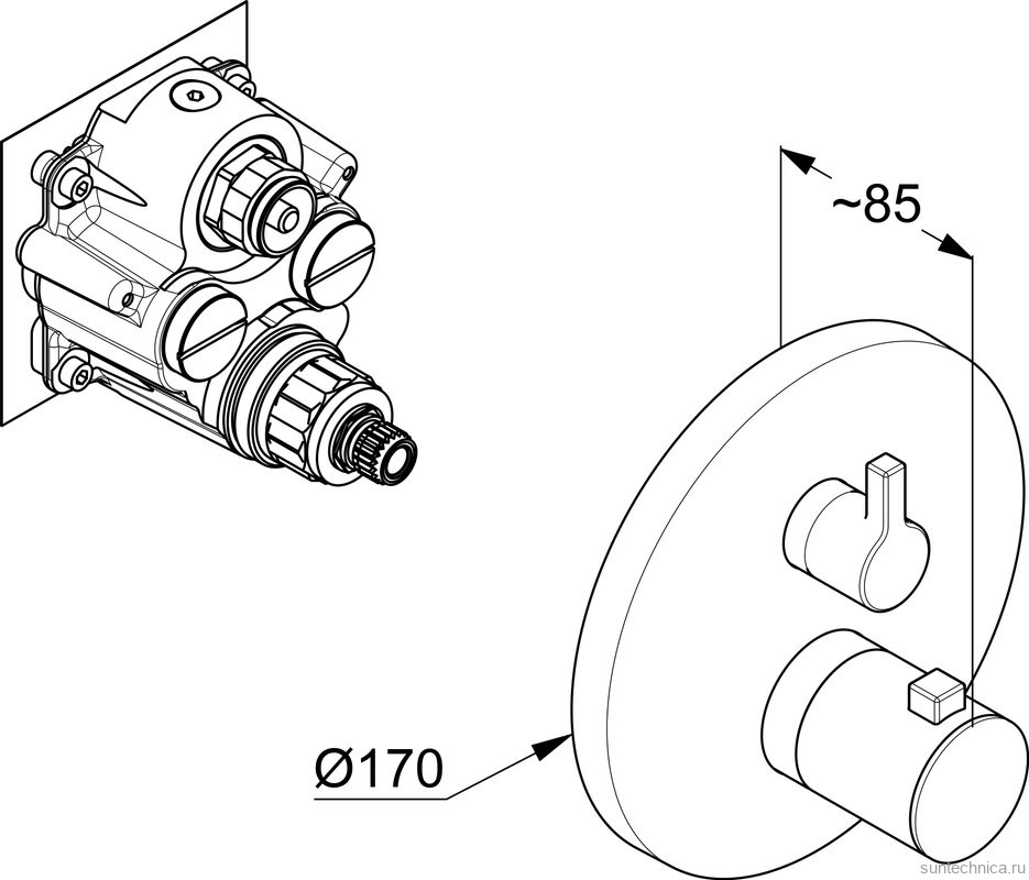 Термостатический смеситель встраиваемый Kludi Nova Fonte 208355315 С ВНУТРЕННЕЙ ЧАСТЬЮ, матовый белый