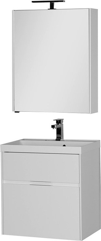 Тумба с раковиной Aquanet Латина 60 2 ящика белая