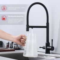 Смеситель для кухни с подключением фильтра Raglo R81.63.06, черный Смеситель для кухни с подключением фильтра Raglo R81.63.06, черный