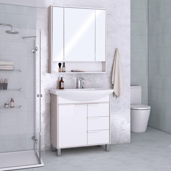 Мебель для ванной комнаты AQUATON Рико 80 белая, ясень фабрик