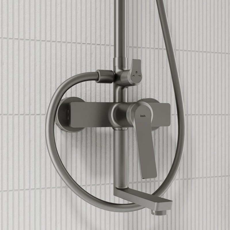 Комплект для ванной IDDIS Parker Душевая стойка IDDIS Parker PARGM3Fi06 + Смеситель для раковины PARGM01i01, матовый графит