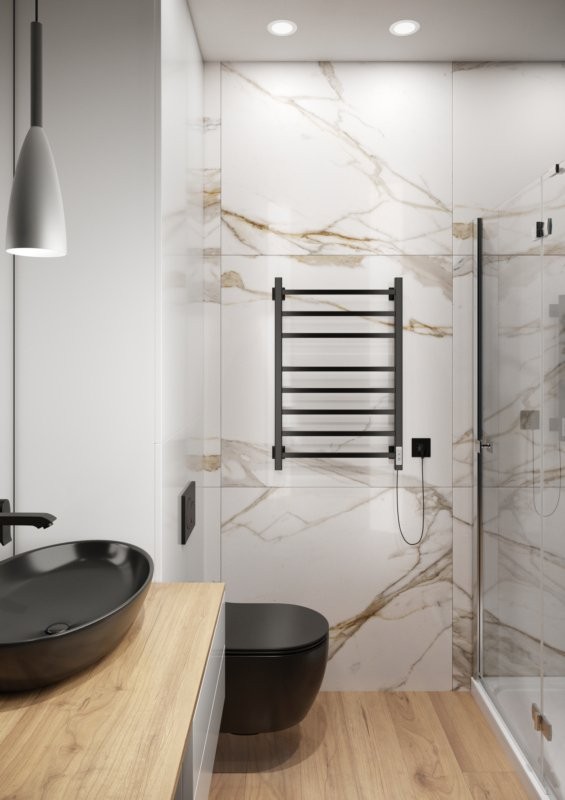 Полотенцесушитель электрический Ника Step-2 80/40 черный матовый, R