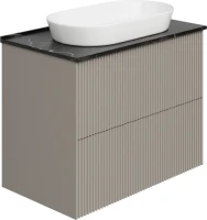 Тумба с раковиной La Fenice Terra Twin 80 подвесная, cappuccino, столешница черный мрамор, раковина белая матовая