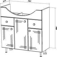 Тумба с раковиной SanStar Июнь 80 белая