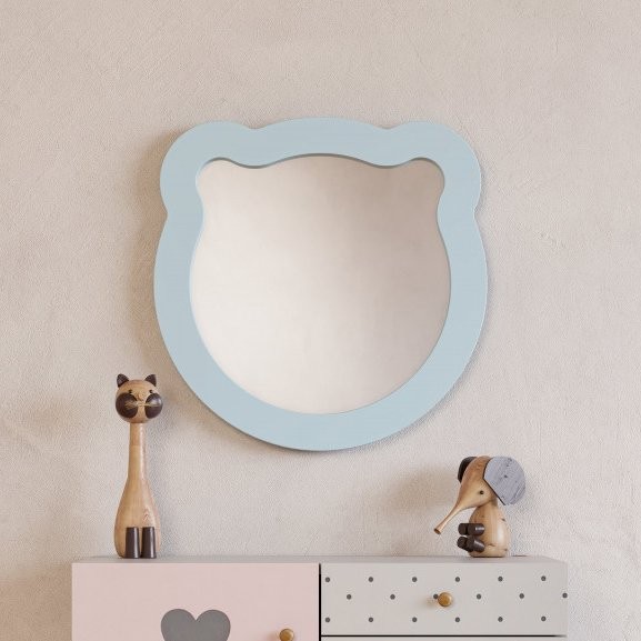 Зеркало AQUATON Каспер Мишка фигурное, голубое матовое