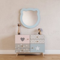 Зеркало AQUATON Каспер Мишка фигурное, голубое матовое