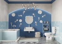 Зеркало AQUATON Каспер Мишка фигурное, голубое матовое