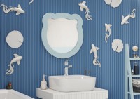 Зеркало AQUATON Каспер Мишка фигурное, голубое матовое