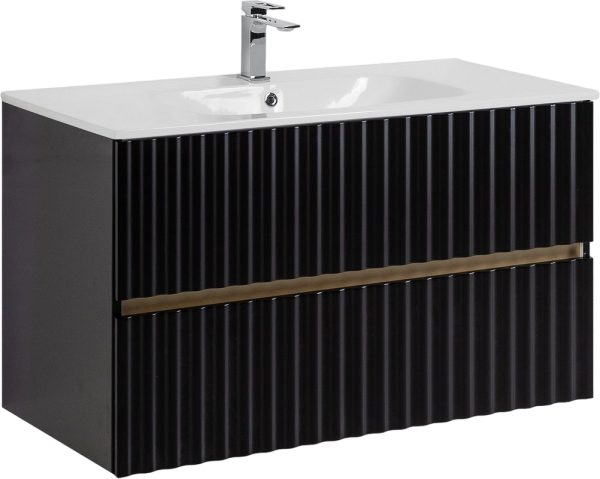 Тумба с раковиной Art&Max Elegant 100 подвесная, черная матовая