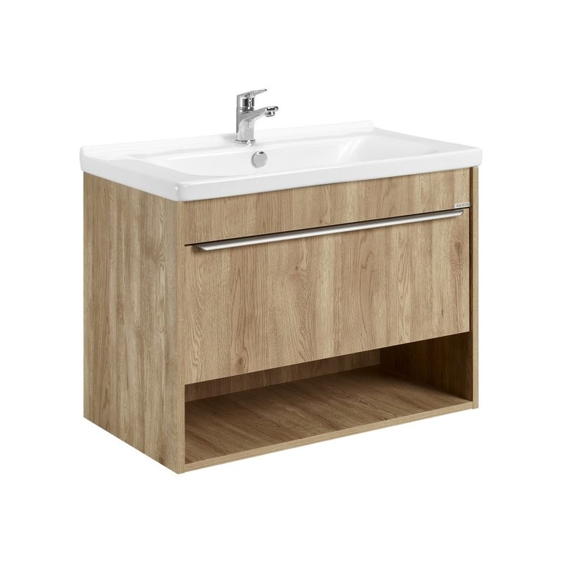 Тумба с раковиной AQUATON Хоуп 80 подвесная, 1 ящик, орех