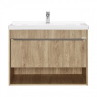 Тумба с раковиной AQUATON Хоуп 80 подвесная, 1 ящик, орех