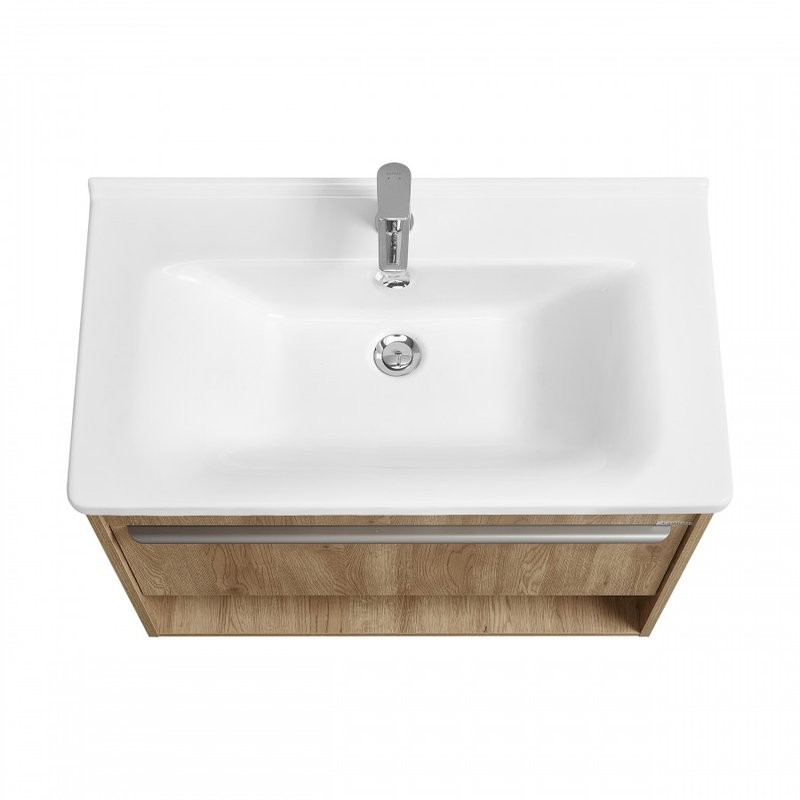 Тумба с раковиной AQUATON Хоуп 80 подвесная, 1 ящик, орех