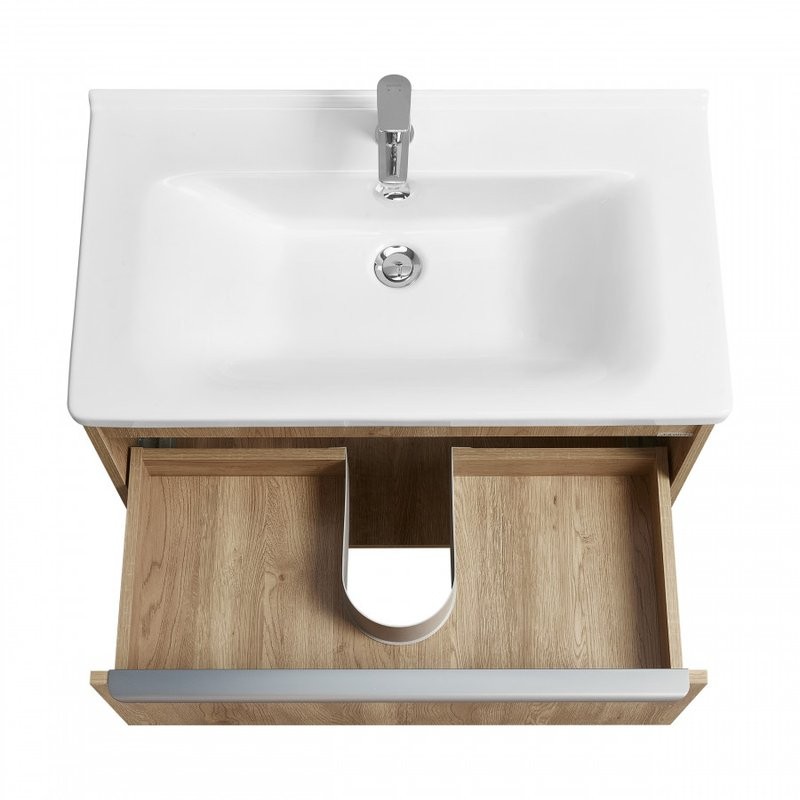 Тумба с раковиной AQUATON Хоуп 80 подвесная, 1 ящик, орех