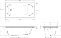 Акриловая ванна Cezares Eco 140x70 см, пристенная, белая, с каркасом