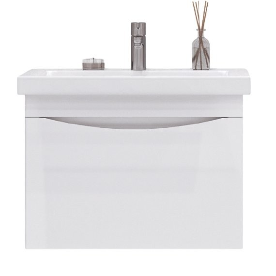 Тумба под раковину без столешницы Velvex Vizo 60 подвесная, глянцевая белая