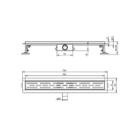 Душевой трап (лоток) Raglo R652 R652.70.06 70 см, решетка черная, с сифоном
