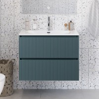 Тумба с раковиной BelBagno Uno-mini 90 подвесная, 2 ящика, матовая голубая