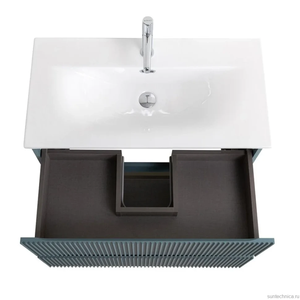 Тумба с раковиной BelBagno Uno-mini 90 подвесная, 2 ящика, матовая голубая