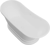 Ванна из искусственного камня Allen Brau Krion Classic 170x75 см, отдельностоящая, матовая белая, овальная, со сливом-переливом, фурнитура белая
