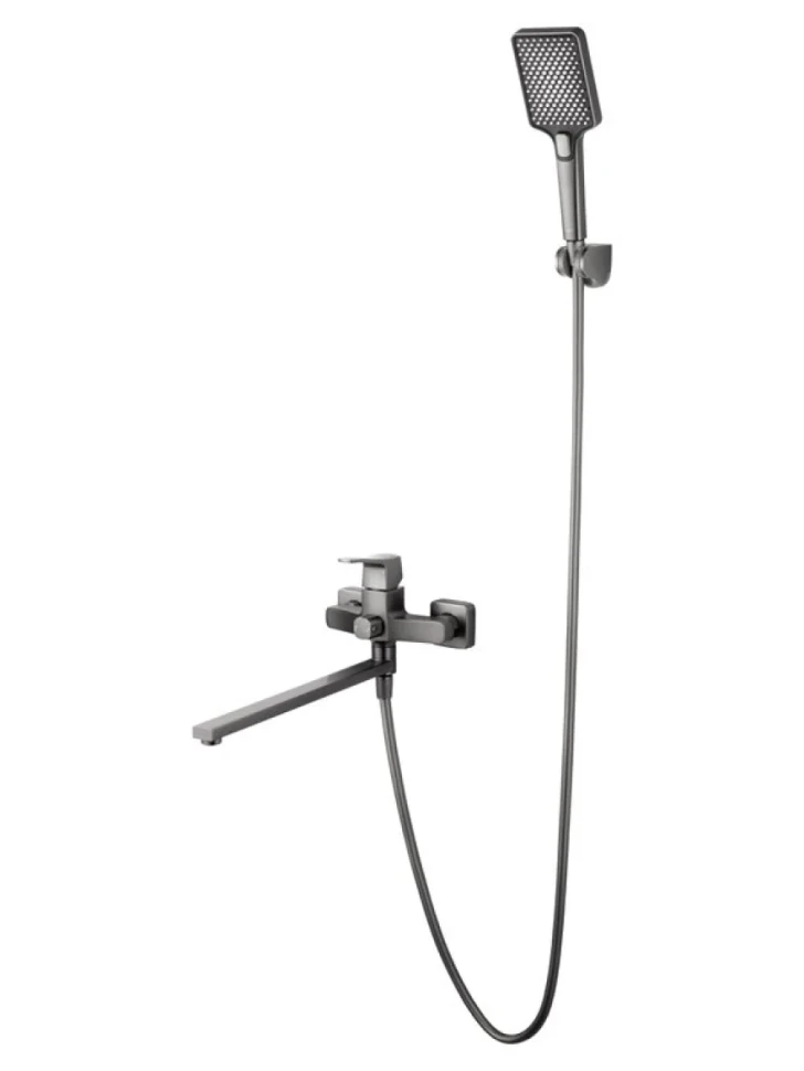 Смеситель с длинным изливом для ванны Wonzon & Woghand Flex WW-639906-BGM темный графит