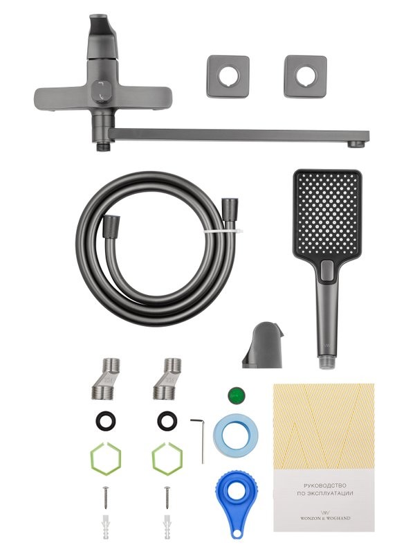 Смеситель с длинным изливом для ванны Wonzon & Woghand Flex WW-639906-BGM темный графит