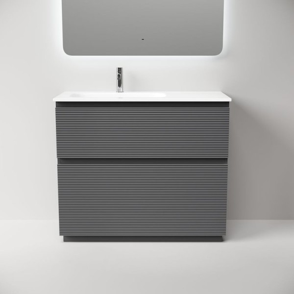 Тумба под раковину в ванную Sancos Folk Floor левая 995х445х850 мм, напольная с двумя ящиками, Grey soft