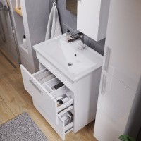 Тумба под раковину без столешницы Grossman Neo 60 эмаль, с ящиками, глянцевая белая