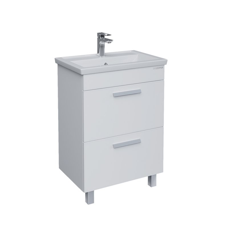 Тумба под раковину без столешницы Grossman Neo 60 эмаль, с ящиками, глянцевая белая