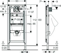 Инсталляция для писсуара Geberit Duofix 111.616.00.2 сенсорное управление, пневматическое управление, крепление к полу и стене, без привода смыва