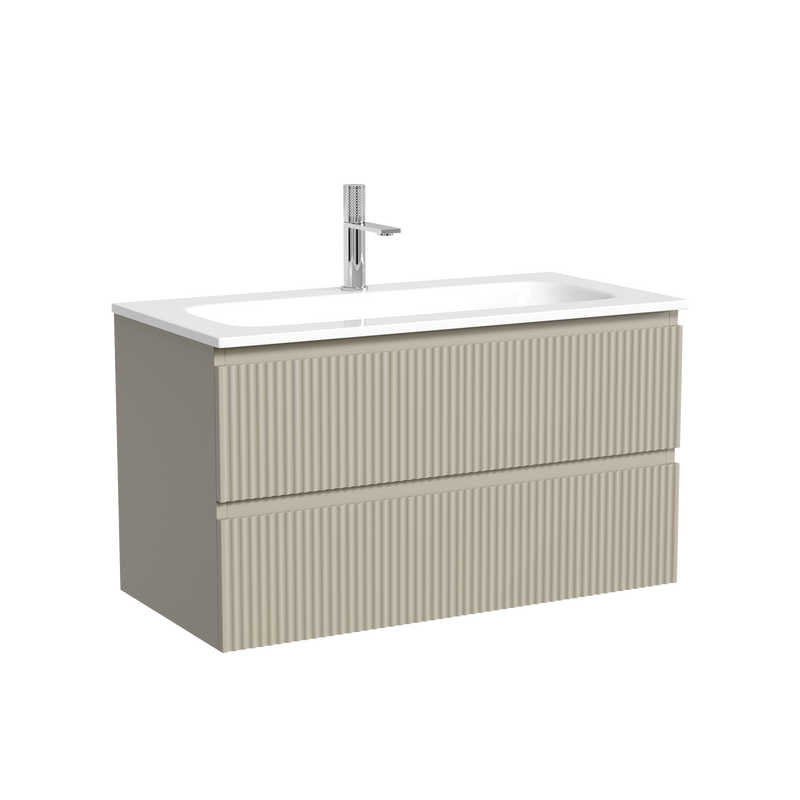 Тумба с раковиной Sancos Snob R 90 подвесная, beige soft, раковина СN7019