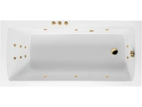 Акриловая ванна Excellent Aquaria Smart 170x75 см, встраиваемая, с гидромассажем, белая, с каркасом, со сливом-переливом, фурнитура золото