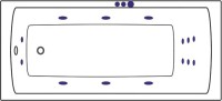Акриловая ванна Excellent Aquaria Smart 170x75 см, встраиваемая, с гидромассажем, белая, с каркасом, со сливом-переливом, фурнитура золото