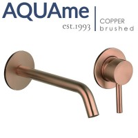 Смеситель для раковины на стену AQUAme Siena шлифованная медь AQM6215BC