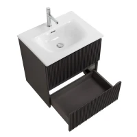 Тумба с раковиной BelBagno Uno 60 подвесная, 2 ящика, матовая темно-серая