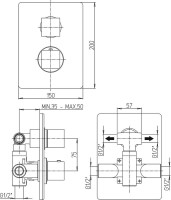 Термостатический смеситель встраиваемый Paini Dax-R 84CR691TH С ВНУТРЕННЕЙ ЧАСТЬЮ,  для душа