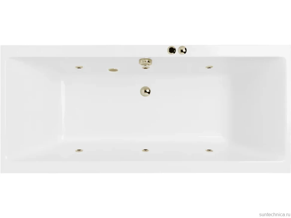 Акриловая ванна Excellent Pryzmat Slim Soft 180x80 см, встраиваемая, с гидромассажем, белая, с каркасом, со сливом-переливом, фурнитура бронза