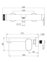 Смеситель для ванны с душем Agger Sweet A2710055 оружейная сталь матовая Смеситель для ванны с душем Agger Sweet A2710055 оружейная сталь матовая
