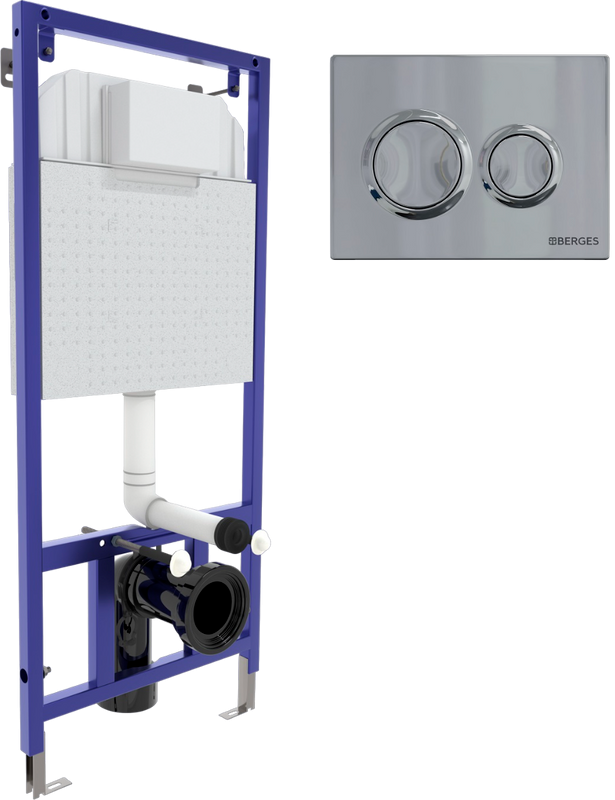 Система инсталляции для унитазов Berges Novum O3 с кнопкой смыва, хром глянец