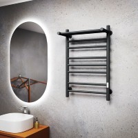 Полотенцесушитель электрический Bauedge M0023 50х80 R черный матовый, с полкой