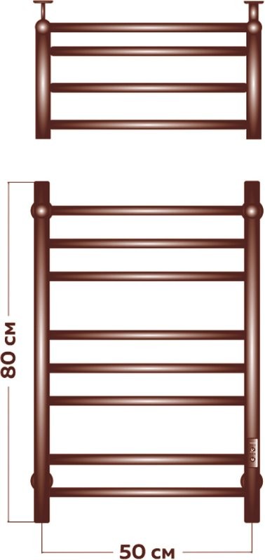 Полотенцесушитель электрический Bauedge M0023 50х80 R черный матовый, с полкой