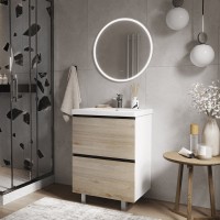 Мебель для ванной комнаты Vigo Cross 60 напольная, 2 ящика, светлое дерево