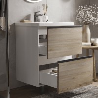 Мебель для ванной комнаты Vigo Cross 60 напольная, 2 ящика, светлое дерево