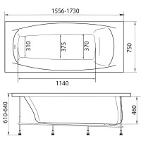 Акриловая ванна 1MarKa Pragmatika Премиум 175x75 см, пристенная, белая, с каркасом, с экраном, со сливом-переливом