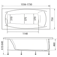 Акриловая ванна 1MarKa Pragmatika Премиум 175x75 см, пристенная, белая, с каркасом, с экраном, со сливом-переливом