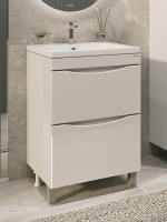 Тумба с раковиной Grossman Виста 58 напольная, 2 ящика, белый глянец